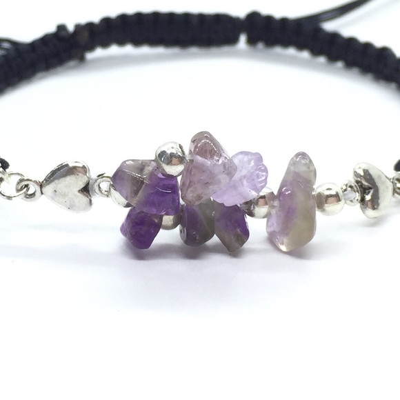 Stylish Amethyst Gemstone Chips Shamballa Bracelet - Picture 4 of 4